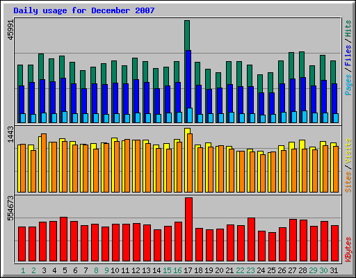 Daily usage for December 2007