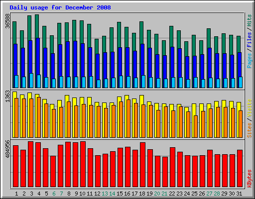Daily usage for December 2008
