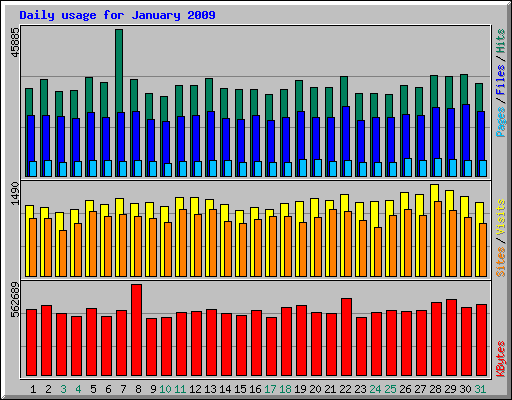 Daily usage for January 2009