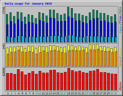 Daily usage for January 2010