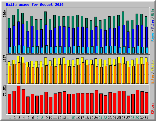 Daily usage for August 2010