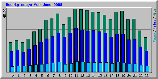Hourly usage for June 2008