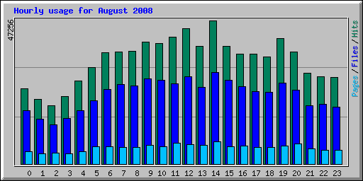 Hourly usage for August 2008
