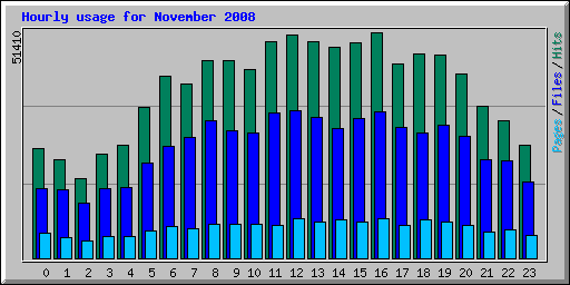 Hourly usage for November 2008