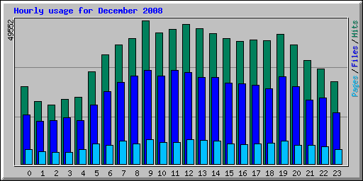 Hourly usage for December 2008