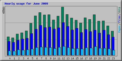 Hourly usage for June 2009